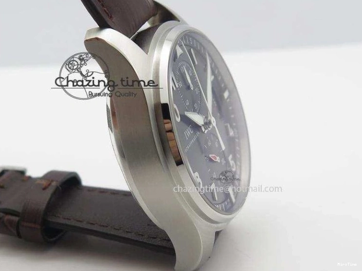 MIROTIME 0822 Cozy Pilot Chrono SS IW387802 V6F 1:1 Best Edition On Brown Leather Strap A 7323